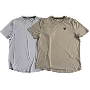 2 Rabbit Men’s Jog Striped Tee Gray Green Medium Performance Active Athletic